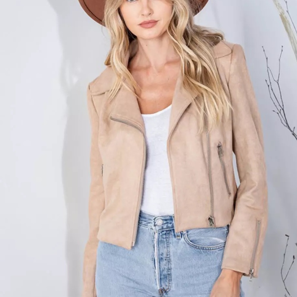 Tan Suede Moto Jacket NWT